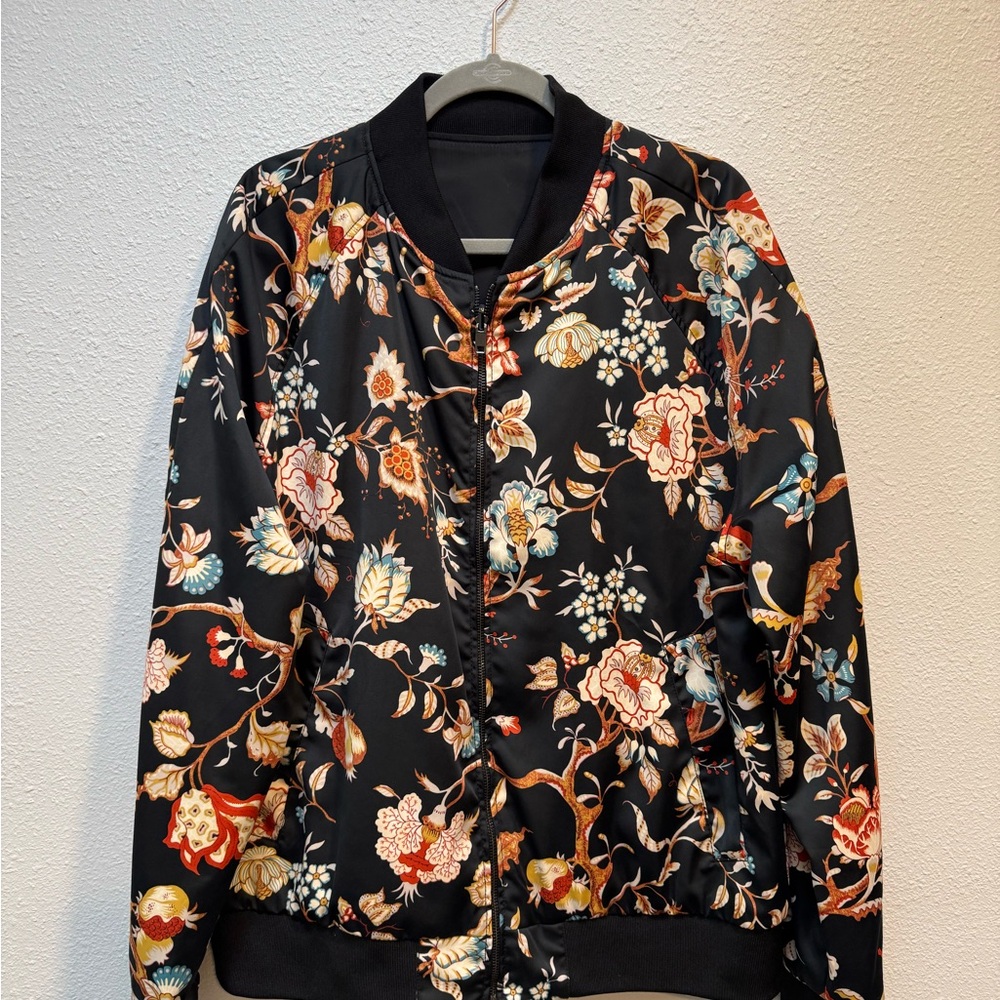 H&M Black Bomber Jacket with Ribbed Cuffs